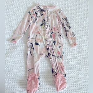 Posh Peanut Zip-Up Pajamas in Pink Floral Print.